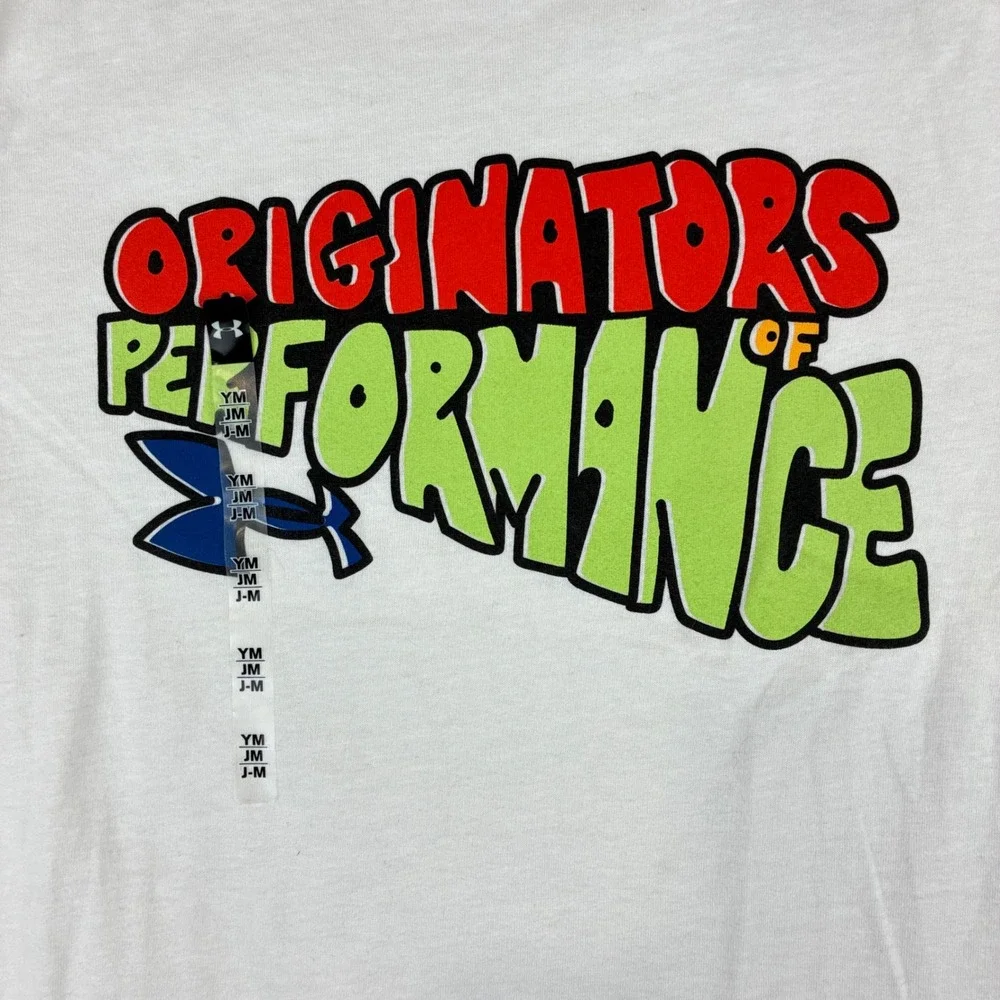 Under Armour Youth White Originators of Performance Graphic Tee Sporty Retro